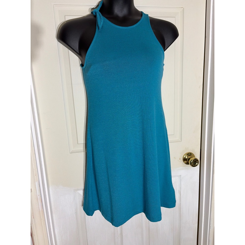 Gap XS Teal Blue Halter Neck Tie Shoulder A-line sleeveless dress